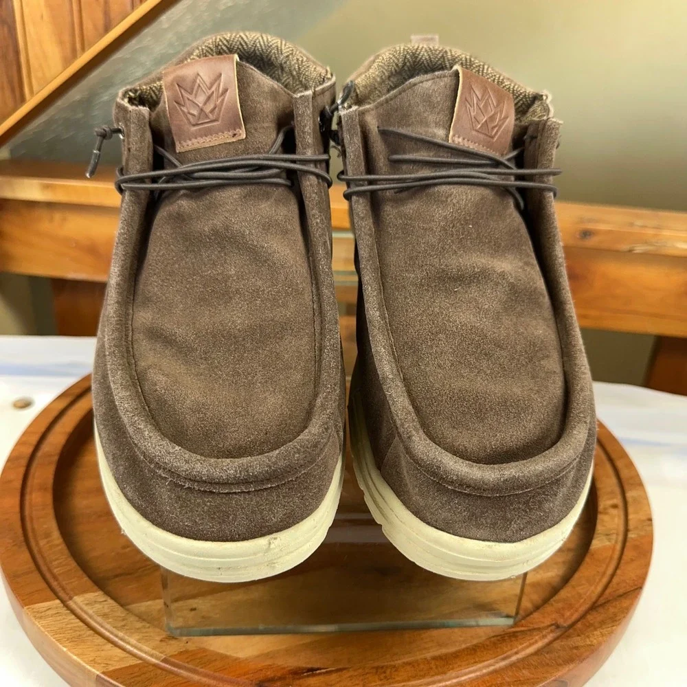 Mucho Mahalo Scott Grip Chocolate Brown Suede Chukka Boots Slip On Shoes Brown